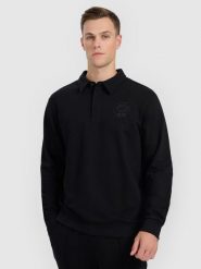 4F Bluza dresowa regular z kołnierzykiem męska - czarna S. Czarne bluzy bez kaptura męskie 4f, m, z dresówki. Za 149.99 zł.