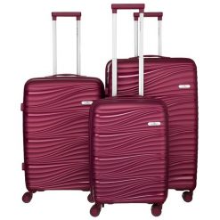 Zestaw walizek Peterson PTN WA06-SET3 bordowy. Czerwone walizki Peterson, bez wzorów. Za 697.99 zł.