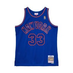 Koszulka NBA New York Knicks Patrick Ewing. Niebieskie bluzki damskie Mitchell & Ness, bez wzorów, sportowe, bez kołnierzyka, bez ramiączek. Za 470.50 zł.