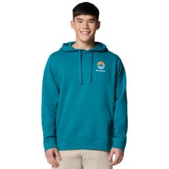 Bluza dresowa sportowa męska Trek Graphic Hoodie. Zielone bluzy bez kaptura męskie Columbia, bez wzorów, z bawełny, sportowe, bez kołnierzyka, bez ramiączek. Za 279.99 zł.
