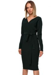 Made of emotion Sukienka w kolorze ciemnozielonym rozmiar: L. Zielone sukienki damskie Made Of Emotion, l, bez wzorów, bez kołnierzyka, bez ramiączek, maxi, kopertowe. Za 139.20 zł.