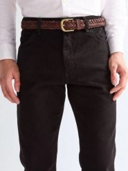 MESKI PASEK WRANGLER BRAIDED BELT BROWN 112378833. Brązowe paski męskie Wrangler, bez wzorów, klasyczne. Za 89.99 zł.