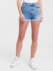 Cross Jeans Szorty dżinsowe w kolorze błękitnym rozmiar: W28. Niebieskie szorty damskie Cross Jeans, z aplikacjami, z jeansu, klasyczne, z podwyższonym stanem. Za 100.99 zł.