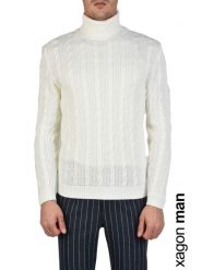 Xagon Man Sweter "Turtle Neck" | A2108 1J 0712 | Mężczyzna | Kremowy. Białe swetry męskie Xagon, m, bez wzorów, z wełny, bez kołnierzyka. W wyprzedaży za 189.00 zł.