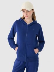 4F Bluza dresowa rozpinana z kapturem damska - granatowa XS. Niebieskie bluzy sportowe damskie 4f, xs, z bawełny. W wyprzedaży za 99.99 zł.