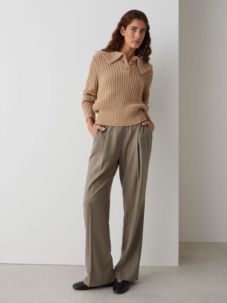 OPUS Sweter "Proyer" w kolorze jasnobrązowym rozmiar: 36. Brązowe swetry klasyczne damskie Opus, z wełny, bez kołnierzyka. Za 199.03 zł.