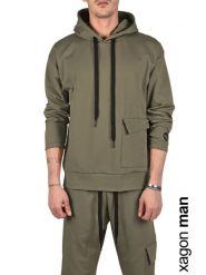 Xagon Man Bluza | MDAW10 | Mężczyzna | Wojskowa Zieleń. Zielone bluzy z kapturem męskie Xagon, m, z elastanu. W wyprzedaży za 219.00 zł.
