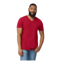 Koszulka Unisex Dla Dorosłych Z Miękkim Dekoltem V. Niebieskie bluzki damskie Gildan, xl, bez wzorów, sportowe, bez kołnierzyka, bez ramiączek. Za 40.99 zł.