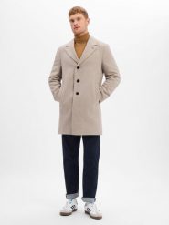 Finshley & Harding London Płaszcz z domieszką wełny Mężczyźni beżowy, 46. Brązowe płaszcze męskie Finshley & Harding London, m, bez wzorów, z wełny, biznesowe. Za 899.95 zł.