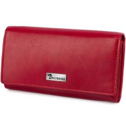 Portfel skórzany damski poziomy RFiD skóra na karty klasyk czerwony Beltimore A03. Czerwone portfele damskie bez wzorów, ze skóry. Za 75.99 zł.
