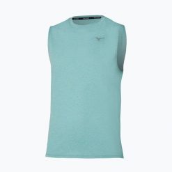 Koszulka do biegania męska Mizuno Impulse Core Sleeveless. Niebieskie t-shirty sportowe męskie Mizuno, m, z materiału, bez ramiączek, do biegania. Za 119.99 zł.