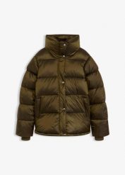 Kurtka pikowana oversize. Zielone kurtki damskie bonprix, bez wzorów, bez kaptura. Za 269.99 zł.