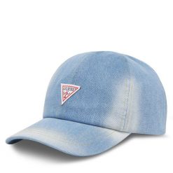 Czapka z daszkiem Guess. Niebieskie czapki męskie Guess, z aplikacjami. Za 99.99 zł.