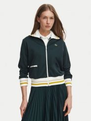 Lacoste Bluza SF5252 Zielony ciemny Regular Fit. Zielone bluzy bez kaptura damskie Lacoste, z bawełny. Za 769.99 zł.