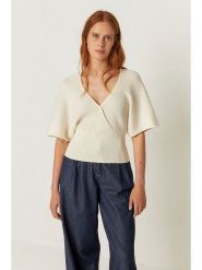 SKFK Koszulka "Tala" w kolorze kremowym rozmiar: 44. Brązowe bluzki damskie SKFK, bez wzorów, z bawełny, bez kołnierzyka, bez ramiączek. Za 173.99 zł.