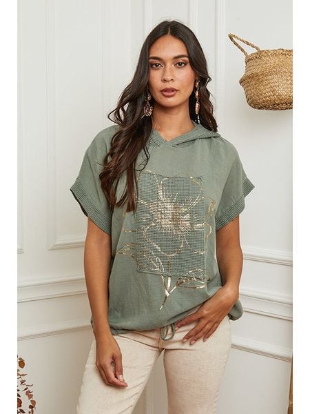 La Compagnie Du Lin Koszulka w kolorze zielonym rozmiar: XXL. Zielone bluzki damskie La Compagnie Du Lin, xxl, bez wzorów, z bawełny, bez kołnierzyka, bez ramiączek. Za 109.52 zł.