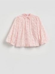 Koszula z haftem - pastelowy róż. Czerwone koszule damskie Reserved, l, bez wzorów, z bawełny, bez kołnierzyka, bez ramiączek. Za 179.99 zł.