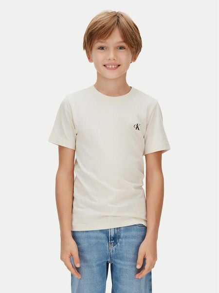 Calvin Klein Jeans Komplet t-shirtów Monologo IB0IB01093 Beżowy Regular Fit. Brązowe t-shirty chłopięce Calvin Klein Jeans, bez wzorów, z bawełny, bez ramiączek. Za 169.99 zł.