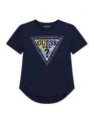 Guess T-Shirt J6GI13 K6YW4 Granatowy Relaxed Fit. Niebieskie koszulki dziewczęce Guess, z aplikacjami, z bawełny, bez ramiączek. Za 129.99 zł.