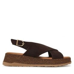 Sandały Tamaris. Brązowe sandały damskie Tamaris, bez wzorów, bez obcasa, na koturnie. Za 369.99 zł.