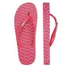 Japonki Juicy Couture. Czerwone klapki damskie Juicy Couture, bez wzorów, bez obcasa. Za 79.99 zł.