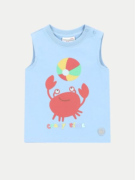 Coccodrillo Top WC4143301UWN Niebieski Regular Fit. Niebieskie t-shirty chłopięce COCCODRILLO, bez wzorów, z bawełny, bez ramiączek. Za 24.99 zł.