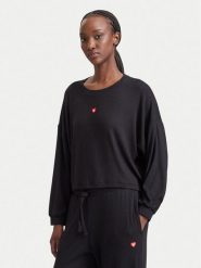 HUGO Bluzka Heart 50566668 Czarny Relaxed Fit. Czarne bluzki damskie Hugo, m, bez wzorów, bez kołnierzyka, bez ramiączek. Za 336.99 zł.