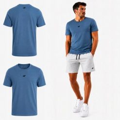 T-SHIRT MĘSKI 4F KOSZULKA BAWEŁNIANA LIMITED EDITION M3947 SS26. Niebieskie t-shirty sportowe męskie 4f, m, z bawełny, bez ramiączek, na fitness i siłownię. Za 54.99 zł.