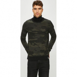 Jack & Jones - Sweter. Czarne swetry męskie Jack & Jones, m, bez wzorów, z bawełny, bez kołnierzyka. W wyprzedaży za 119.90 zł.