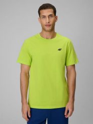 4F T-shirt regular gładki męski - zielony XXL. Zielone t-shirty męskie 4f, m, bez wzorów, z materiału, bez kołnierzyka. Za 49.99 zł.