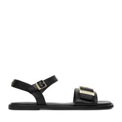 Sandały U.S. Polo Assn. Czarne sandały damskie U.S. Polo Assn., bez wzorów, bez obcasa, na płaskiej podeszwie. Za 299.99 zł.