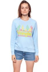 BLUZA WRANGLER DAMSKA SWEATER CERULEAN W6077IEVT 112130443. Niebieskie bluzy bez kaptura damskie Wrangler, s. W wyprzedaży za 69.99 zł.