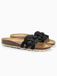 BACKSUN Skórzane klapki "Trapeze" w kolorze czarnym rozmiar: 41. Czarne klapki damskie Backsun, bez wzorów, bez obcasa. Za 130.99 zł.