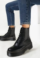 Czarne Botki Workery na Platformie Phorique. Czarne botki damskie Born2be, bez obcasa, na platformie, bez zapięcia. Za 189.99 zł.