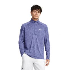 Bluza męska Under Armour Tech 2.0 1/2 Zip. Fioletowe bluzy sportowe męskie Under Armour, bez wzorów, sportowe, bez kołnierzyka, bez ramiączek. Za 159.99 zł.