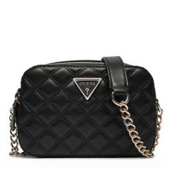 Torebka Guess. Czarne torebki klasyczne damskie Guess, z aplikacjami, wizytowe, bez kołnierzyka, bez ramiączek. Za 289.99 zł.