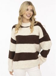 Zwillingsherz Sweter w kolorze beżowo-brązowym rozmiar: S/M. Brązowe swetry klasyczne damskie Zwillingsherz, m, bez kołnierzyka. Za 199.95 zł.