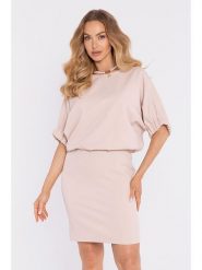 Made of emotion Sukienka w kolorze beżowym rozmiar: L. Brązowe sukienki damskie Made Of Emotion, l, bez wzorów, bez kołnierzyka, bez ramiączek, mini. Za 254.99 zł.