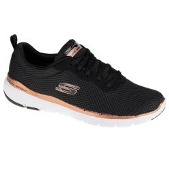 Buty sportowe Sneakersy damskie, Skechers Flex Appeal 3.0. Czarne buty sportowe na co dzień damskie Skechers, bez wzorów, z materiału, trekkingowe. Za 299.99 zł.