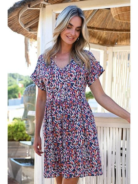 Bleu d'Azur Sukienka "Harrison" w kolorze granatowo-jasnoróżowym rozmiar: 44/46. Niebieskie sukienki damskie Bleu d'Azur, na co dzień, w ażurowe wzory, klasyczne, bez kołnierzyka, bez ramiączek, midi, proste. Za 180.49 zł.