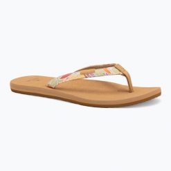 Japonki damskie Rip Curl Freedom Bloom Open Toe. Brązowe klapki damskie Rip Curl, bez wzorów, ze skóry, bez obcasa. Za 109.99 zł.