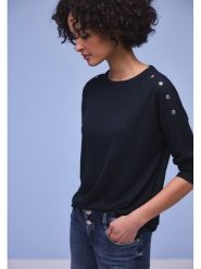 Street One Koszulka w kolorze granatowym rozmiar: 36. Niebieskie bluzki damskie Street One, bez wzorów, bez kołnierzyka. Za 135.81 zł.