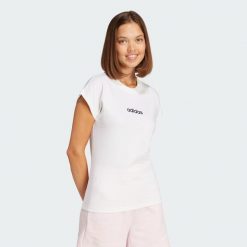 Koszulka Essentials Linear Cotton. Białe bluzki damskie Adidas, s, bez wzorów, z bawełny, bez ramiączek. Za 89.95 zł.