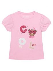 Guess T-Shirt K6RI05 K6YW4 Różowy Regular Fit. Czerwone koszulki dziewczęce Guess, z aplikacjami, z bawełny, bez ramiączek. Za 99.99 zł.