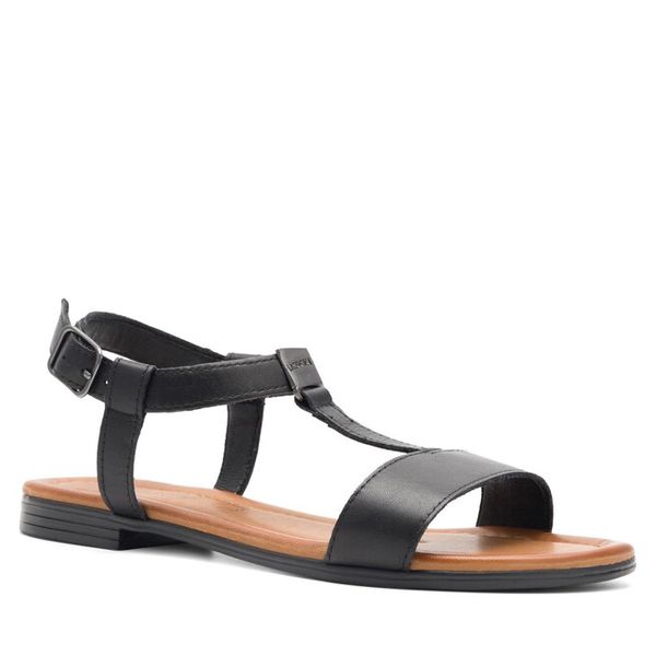 Sandały Lasocki. Czarne sandały damskie Lasocki, bez wzorów, bez obcasa, na płaskiej podeszwie. Za 53.99 zł.