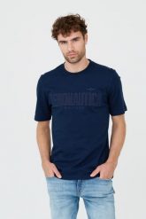 AERONAUTICA MILITARE Granatowy t-shirt. Niebieskie t-shirty męskie AERONAUTICA MILITARE, m, bez wzorów, bez kołnierzyka. W wyprzedaży za 229.99 zł.