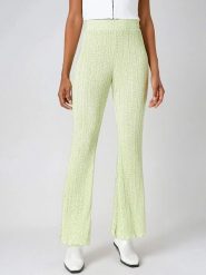 Monki Spodnie w kolorze zielonym rozmiar: XXS. Zielone spodnie materiałowe damskie Monki, bez wzorów, z materiału, z podwyższonym stanem. Za 39.99 zł.