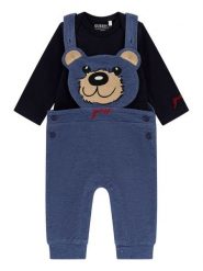 Guess Komplet body i spodnie P5YG08 J1311 Kolorowy Regular Fit. Spodnie niemowlęce Guess, z aplikacjami, z bawełny. Za 164.00 zł.