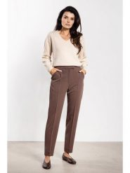 Awama Spodnie w kolorze brązowym rozmiar: L. Brązowe spodnie materiałowe damskie Awama, bez wzorów, z materiału. Za 128.25 zł.