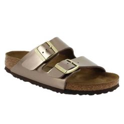 Klapki damskie Birkenstock Arizona BS. Szare klapki damskie Birkenstock, bez wzorów, z syntetyku, bez obcasa. Za 287.00 zł.